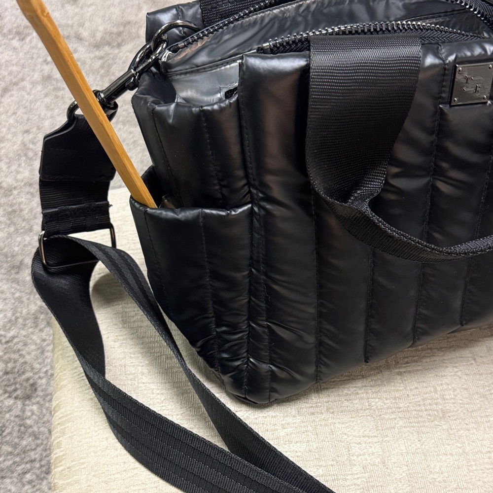 Think Royln Black Puffer Quilted Crossbody Handbag - Picture 5 of 11